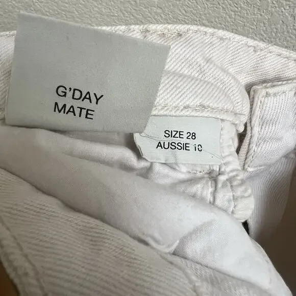 ROLLAS Original High Rise Straight Jeans Salt Color Cream Sz 28 Retro Pockets - Picture 9 of 10